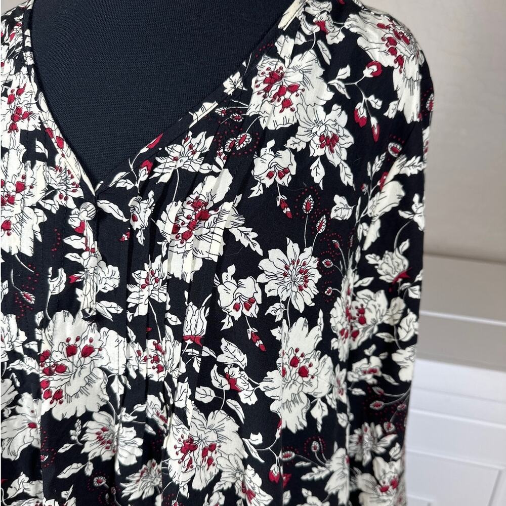 Fun 2 Fun Stitch Fix Floral Pintuck Pullover Blouse Top Black 2XL Office Casual - Picture 5 of 14